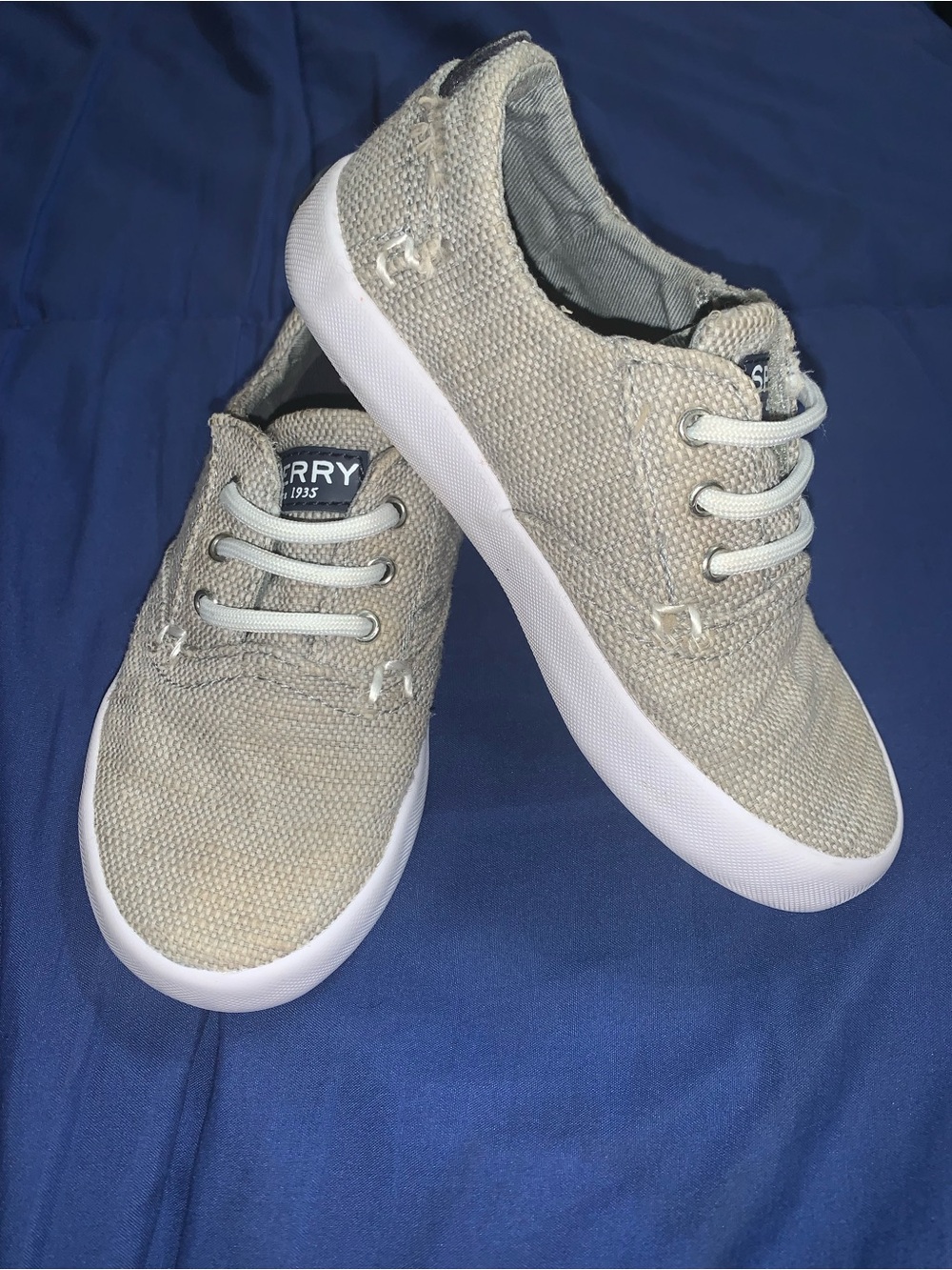 Sperry Top-Sider Toddler Boatable + Washable Canvas Shoes Size 9M Khaki